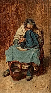 Alte Venezianerin, sich schneuzend