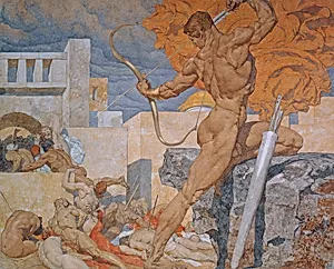 Apollo, die Pestpfeile aussendend
