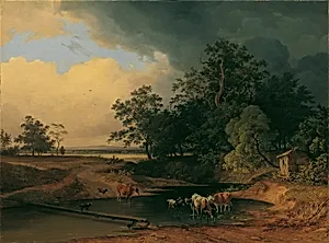 Aulandschaft bei Abendstimmung