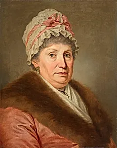 Bürgerfrau mit Spitzenhaube und Pelzkragen