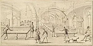 Der Billardsaal des "Wiener Café" an der Ecke Neuer Markt und Plankengasse in Wien