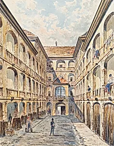 Der erste Hof der Salzgries-Kaserne in Wien