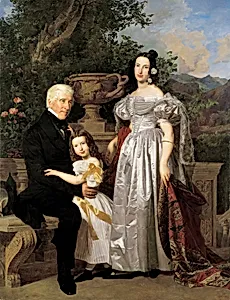 Der fürstlich Esterházy'sche Rat Mathias Kerzmann mit seiner zweiten Gattin Maria Helena, geb. Mikolischütz, und Tochter Maria by Ferdinand Georg Waldmüller