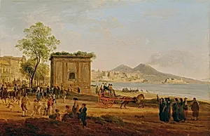 Der Golf von Neapel mit Szenen aus dem Volksleben (Ansicht von der Chiaia gegen die Villa reale)