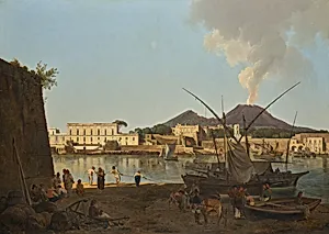 Der Hafen Granatello bei Portici mit dem Vesuv im Hintergrund