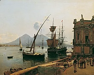 Der Hafen von Neapel mit Vesuv