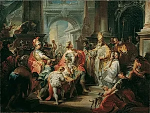 Der heilige Ambrosius verwehrt Kaiser Theodosius den Eintritt in den Mailänder Dom