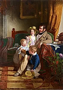 Der Textilfabrikant Rudolf von Arthaber (1795-1867) und seine Kinder Rudolf, Emilie und Gustav