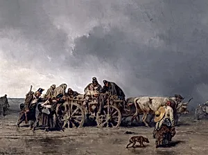 Der Verwundetentransport I by August von Pettenkofen