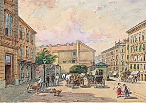 Die Burggassen-Linie in Wien (Ecke Kaiserstraße und Burggasse)