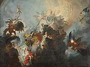 Die göttliche Vorsehung und Tugenden by Franz Anton Maulbertsch