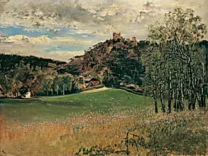 Die Meiereiwiese in der Vorderbrühl mit der Ruine Mödling
