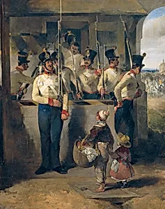Die Schildwache, in das Gewehr rufend ("Gewehr heraus!")