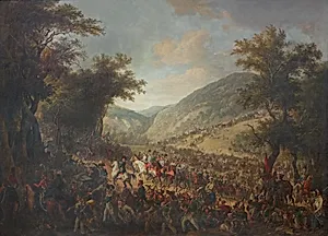 Die verbündeten Heere, Kaiser Franz I. von Österreich mit dem Kronprinzen Ferdinand an der Spitze, überschreiten im Juli 1815 die Vogesen