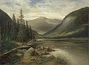 Erlaufsee mit kahlem Gipfel im Hintergrund