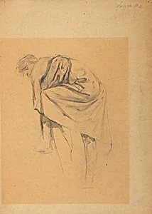 Figurenstudie einer sich nach links Bückenden