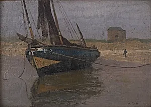 Fischerboot an der belgischen Küste