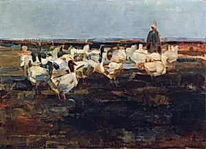 Gänseherde auf der Weide