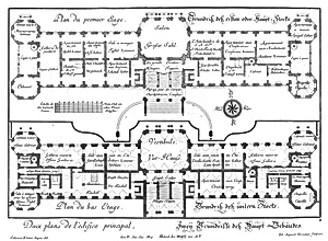 Grundriss von Erd- und Hauptgeschoss des oberen Schlosses by Salomon Kleiner