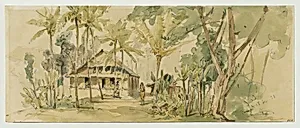 Haus des Roankiddi-Häuptlings auf der Insel Puinipet (Ponape), Caroline Islands