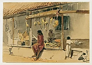 Hühnerhändler in Point de Galle auf Ceylon (Sri Lanka)