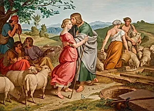 Jakob begegnet Rahel bei den Herden ihres Vaters