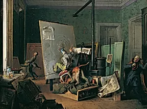 Komische Szene im Atelier