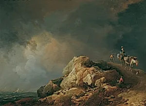 Küstenlandschaft mit Saumtieren