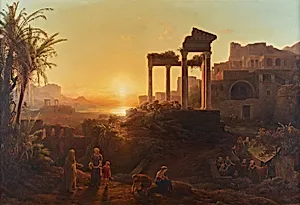 Landschaft mit Sonnenuntergang