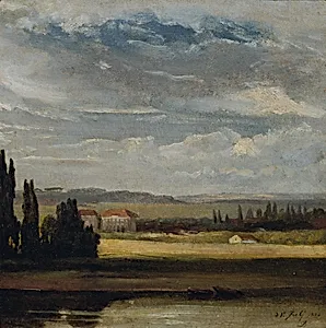 Landschaftsblick mit hohem Wolkenhimmel by Johan Christian Claussen Dahl