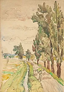 Landstraße mit Bäumen
