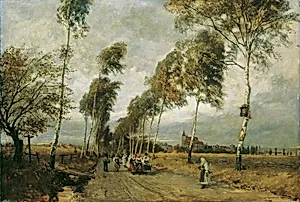 Landstraße mit Birkenallee