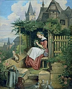 Mädchen im Hausgarten