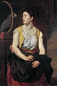 Mädchen mit Papagei