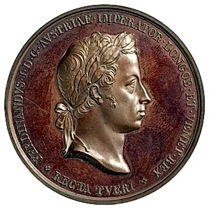 Medaille auf die Krönung Kaiser Ferdinands I. zum König der Langobarden in Mailand am 6. September 1838