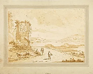 Meeresbucht mit Ruine und figürlicher Staffage