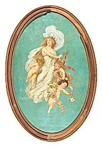 Mittelteil eines gemalten Plafonds (Allegorie des Gesangs)