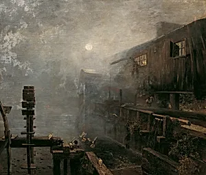 Sägemühle im Morgennebel