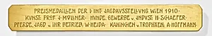 Schatulle für die 1. Internationale Jagdausstellung Wien 1910