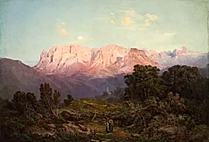 Schlern mit Rosengarten von Rampeun aus gesehen