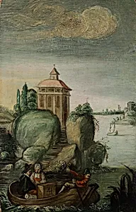 Seelandschaft mit Ruderboot by Nordalpiner Maler