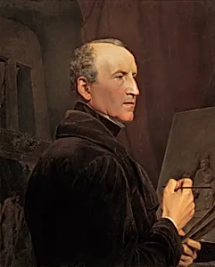 Selbstporträt vor der Staffelei by Ferdinand Georg Waldmüller