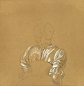 Skizze eines Mädchens zur "Szene aus dem Tiroler Freiheitskampf" by Peter Krafft