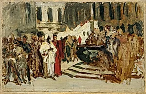 Skizze zum Gemälde "Arabische Kaufleute in Venedig"