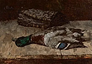 Stillleben mit Wildente und Jagdtasche I