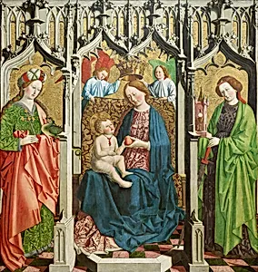 Thronende Maria mit den Heiligen Margarete und Barbara (Vorderseite)