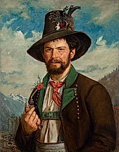 Tiroler Bauer in Stubaier Tracht by August Pezzey der Ältere
