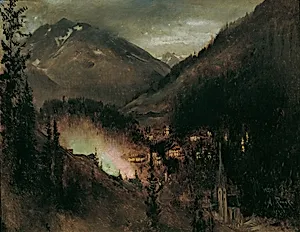 Wildbad Gastein am Abend (bei bengalischer Beleuchtung)