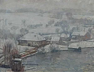Winterlandschaft am Attersee by Walther Gamerith