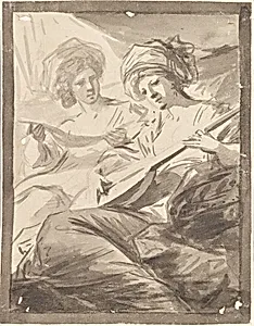 Zwei Frauen mit Mandoline (Studie zum Doppelporträt der Schwestern Victoire und Sophie von Fries?)